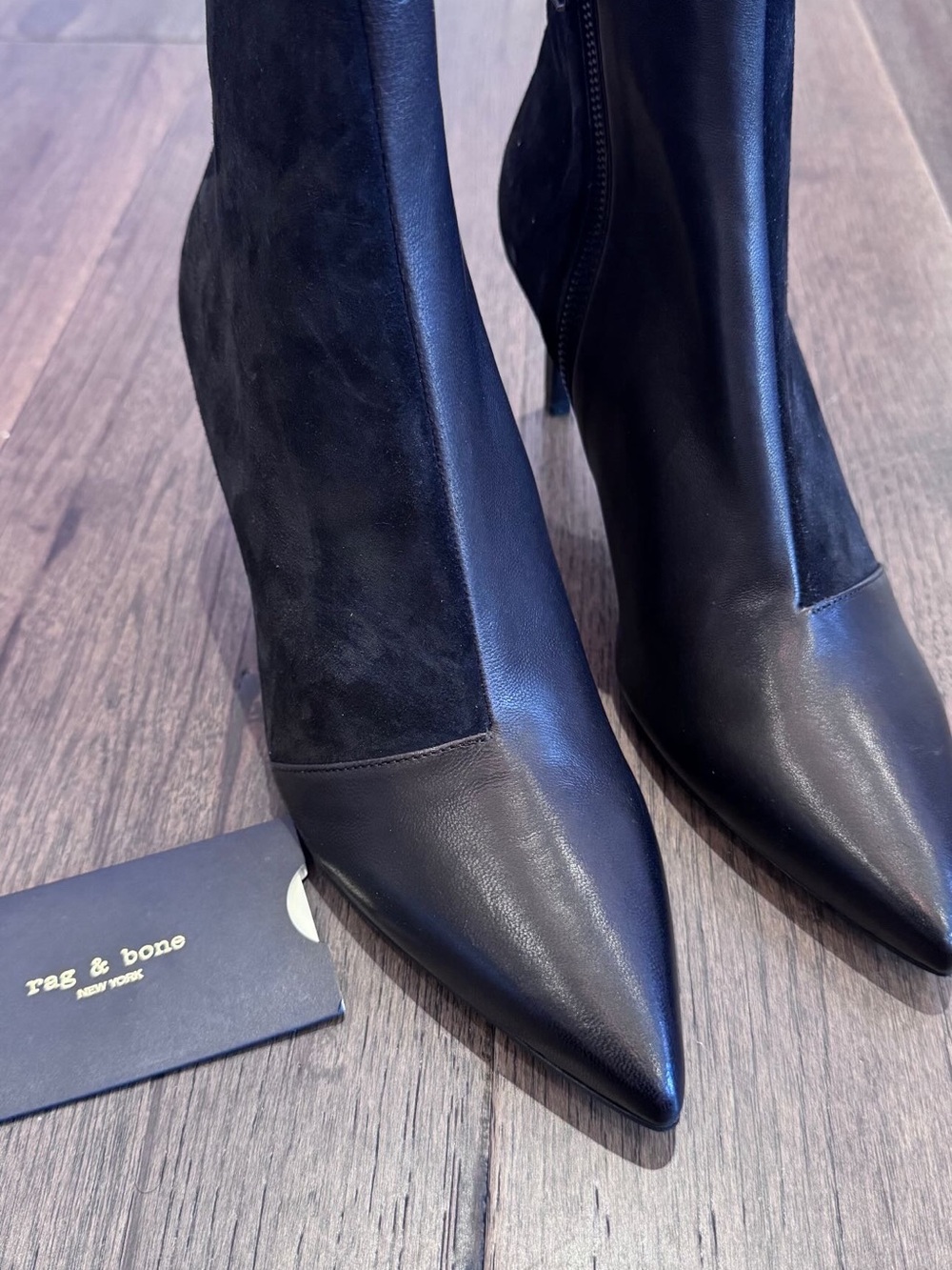 Authentic Rag & Bone - Beha Boot Black Multi, Size 40 Italian Leather and Suede